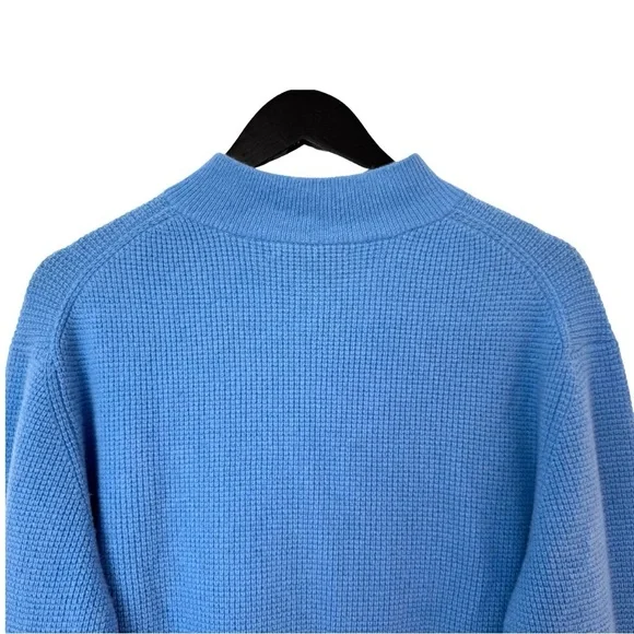 Alashan‎ Cashmere Waffle-Knit Quarter-Zip Sweater Blue Medium Pullover Luxury